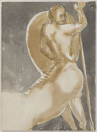 Antoine Bourdelle (1861-1929). "Centaure". Plume et encre noire, aquarelle sur carton. s.d. Paris, musée Bourdelle. Dimensions : 18,1 x 13,2 cm