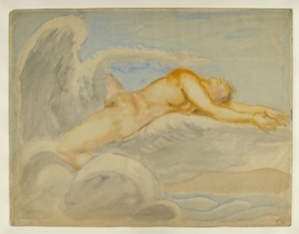 Emile Antoine Bourdelle (1861-1929). "LÈda et le cygne". Crayon graphite, pinceau et aquarelle sur papier vÈlin. Paris, musÈe Bourdelle.